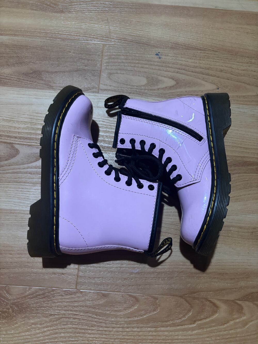 Dr Martens Pink Boots Patent Leather Combat Modern 1460J Youth US 13/EU 31